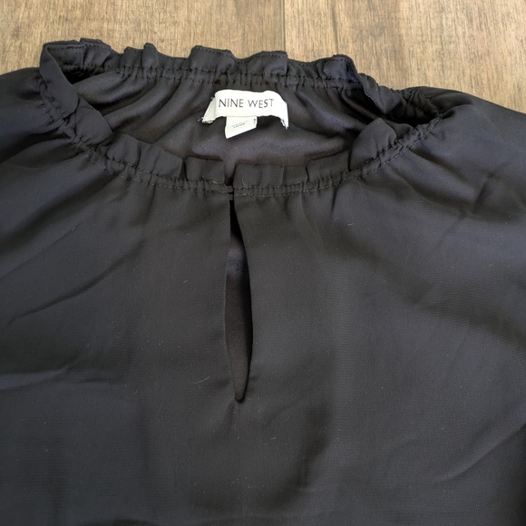 buy 1 Get 1 Free Tops! Nine West Black Layered Blouse - Picture 3 of 6